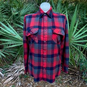 Vintage 90s Plaid Flannel Shirt Red Green Long Sleeve Northwest Territory Size M